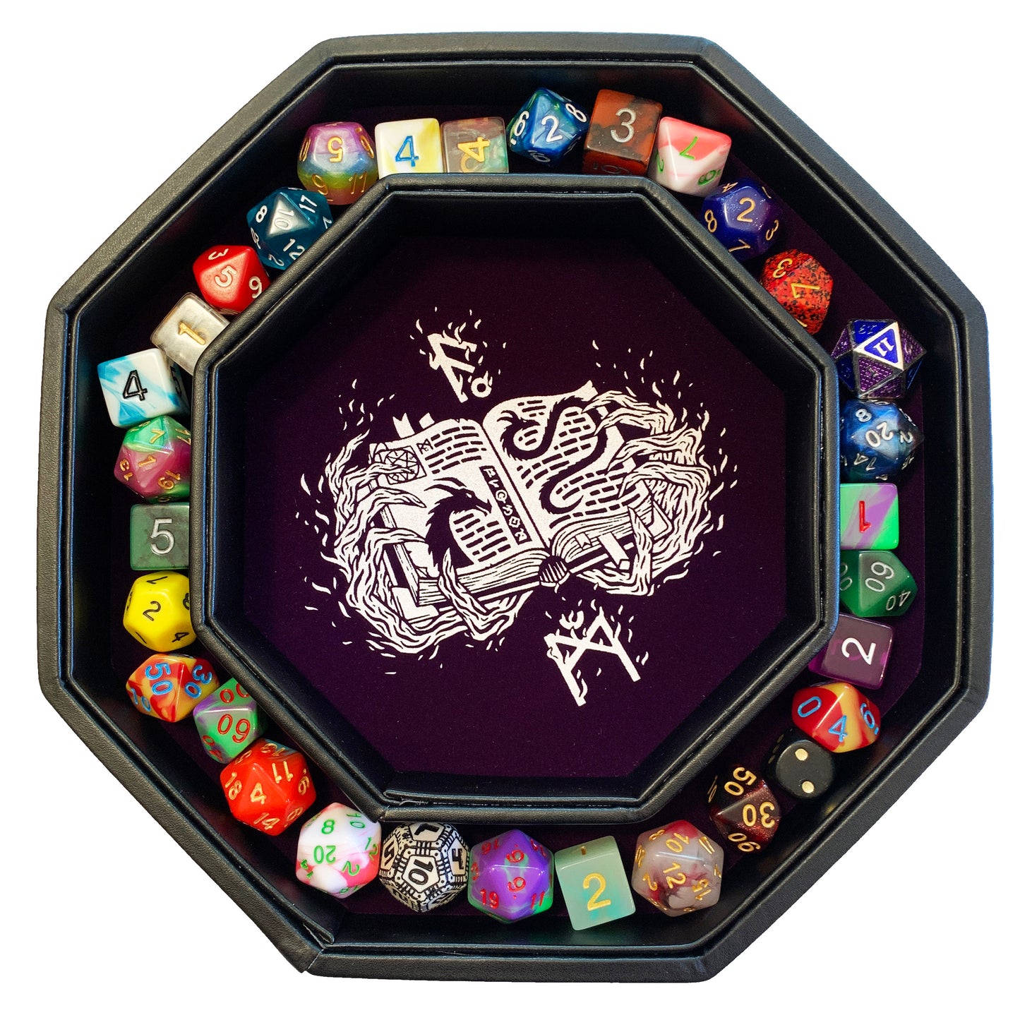 Purple - Dice Tray - 9" Octagon with Lid and Dice Staging Area