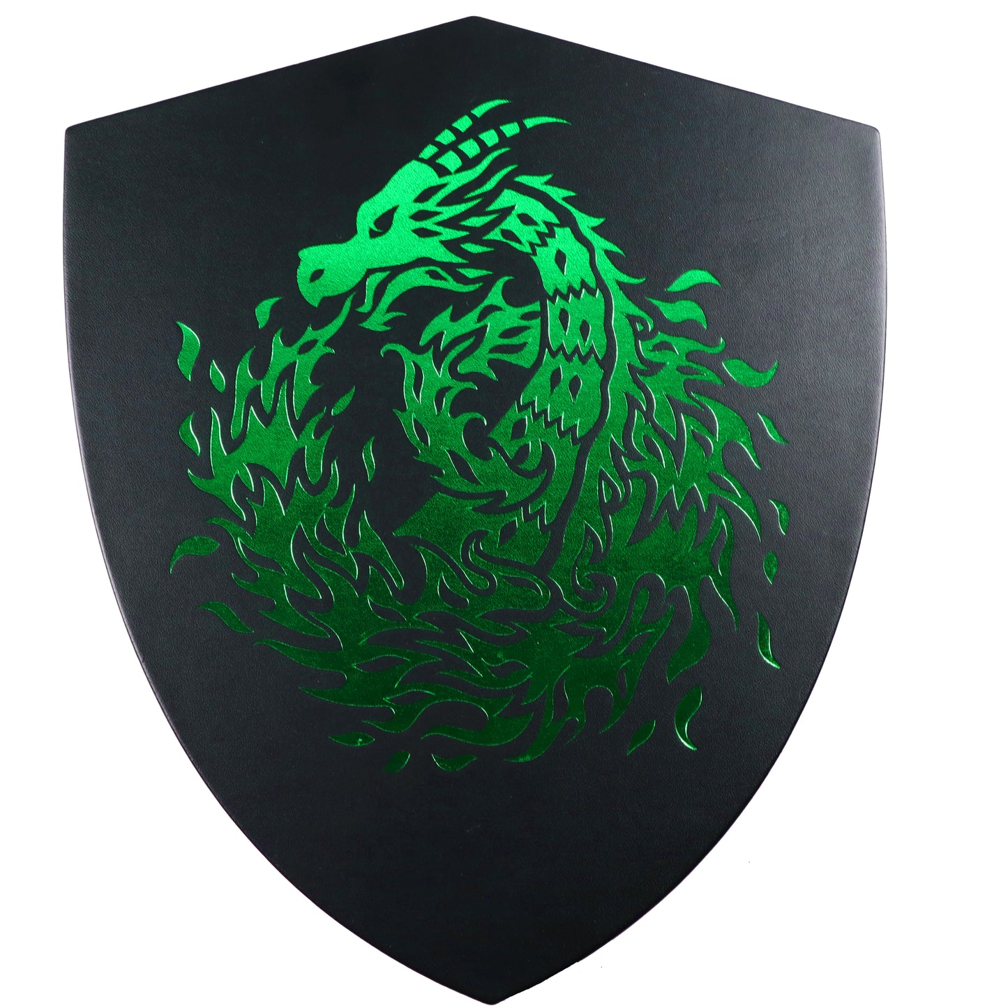 Shield Dice Tray Green Fire Dragon with Lid and Dice Staging Area
