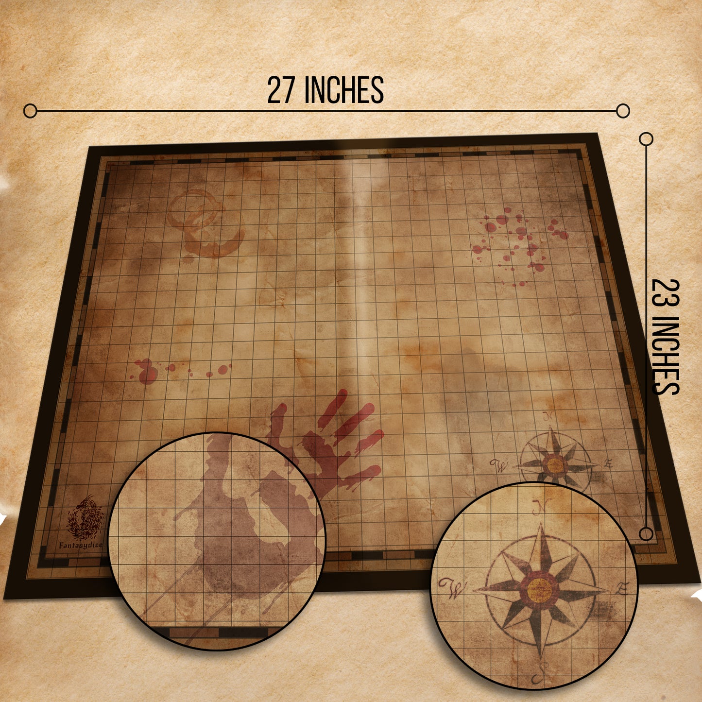 FantasyDice Foldable 1" Grid Battle Map Double Sided Dry Erase 24 x 36 Mat for Tabletop RPG Perfect for Dungeons and Dragons DND Pathfinder Call of Cthulhu Warhammer 40K Portable with PVC Zipper Bag