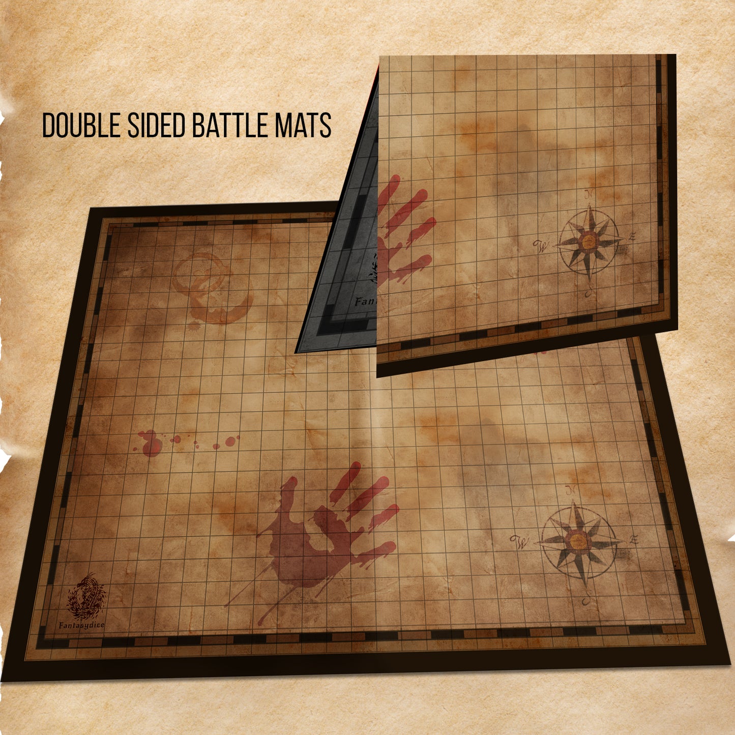 FantasyDice Foldable 1" Grid Battle Map Double Sided Dry Erase 24 x 36 Mat for Tabletop RPG Perfect for Dungeons and Dragons DND Pathfinder Call of Cthulhu Warhammer 40K Portable with PVC Zipper Bag