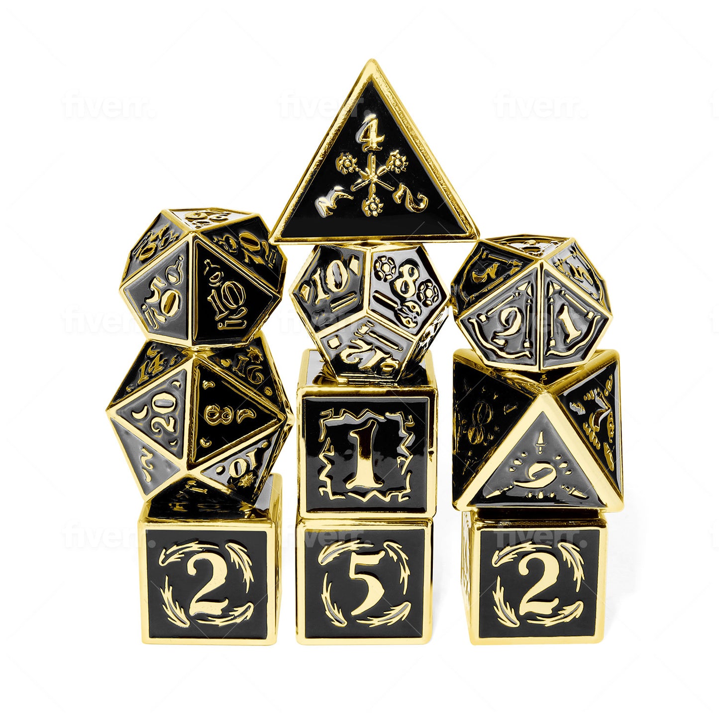 Nightwatch Large Gold Metal Dice