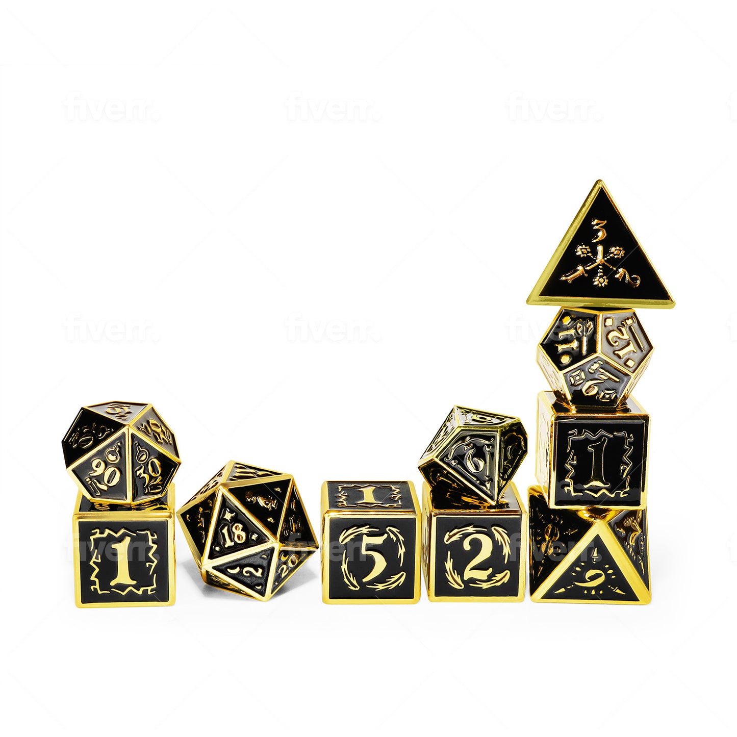 Nightwatch Large Gold Metal Dice