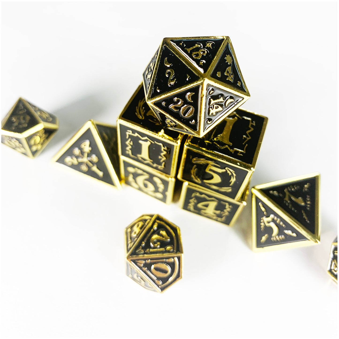 Nightwatch Large Gold Metal Dice